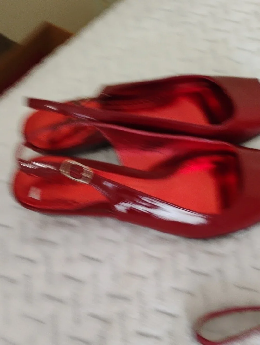 Rampage Red Peep-Toe Slingback Heels with Matching Clutch